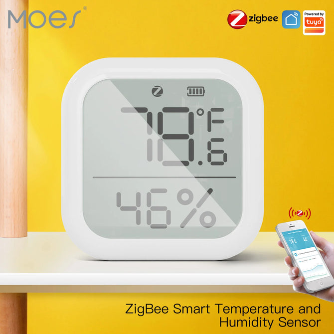 MOES Tuya Smart ZigBee Temperature and Humidity Sensor Indoor Hygrometer With Digital LCD Display Smart Life APP Remote Control