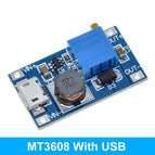 MT3608 DC-DC Adjustable Boost Module 2A Boost Plate Step Up Module with MICRO USB 2V-24V to 5V 9V 12V 28V