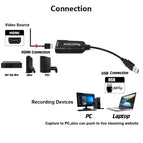 Mini Video Capture Card USB 2.0 HDMI Video Capture Grabber Phone Game HD Camera Capture Recording Box + PC Live Streaming