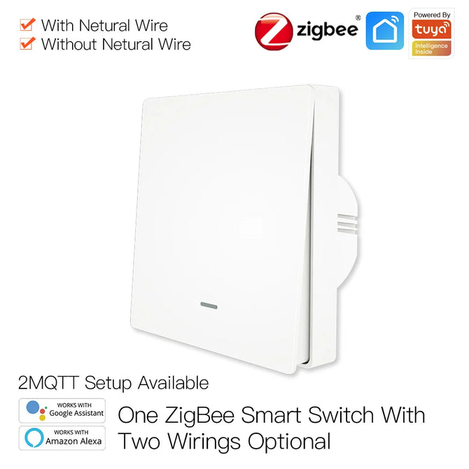 Moes Tuya ZigBee Light Switch with Transmitter Kit No Neutral Wire No Capacitor Required works with Alexa Google Home Smart Life