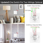 Moes Tuya ZigBee Light Switch with Transmitter Kit No Neutral Wire No Capacitor Required works with Alexa Google Home Smart Life
