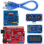 N20 Gear Motor 4WD Smart Robot Car Kit Bluetooth-compatible Control with 4-digit Display Ultrasonic Module /Tutorial for Arduino