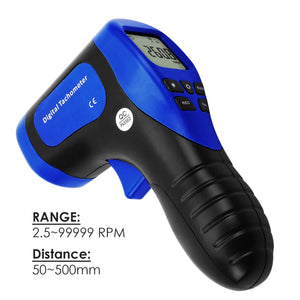 Non-Contact Handheld Digital Laser Tachometer Rotational Speed Measuring 2.5-99999 RPM Record (60 Data) Speedometer Tach Meter