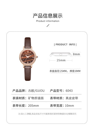 GUOU 2021 New Arrive fashion Women Watches quartz movement wristwatch Top luxury female Wrist Watch Girl Leather Watch