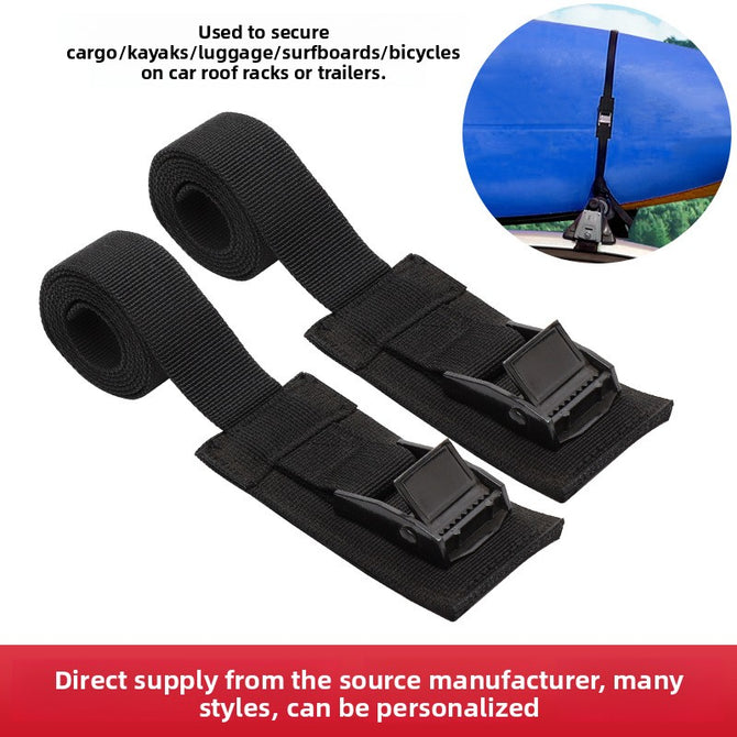Kayak Canoe Surfboard Zinc Alloy Black Electrophoretic Buckle Cargo Strap Non-slip Cargo Heavy Duty Strap