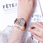 GUOU 8200 Women's Watch Light Luxury Wine Bucket Digital Watches Net-red Temperament Rhinestone Women's Real Belt Large Dial Square Watch for women