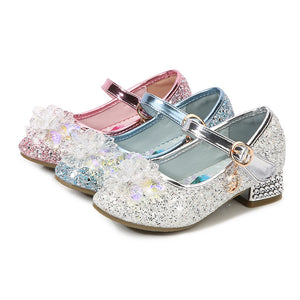 Spring and Autumn 2021 new girls' heeled shoes for children Korean Princess Crystal shoes little girls' shoes 1788-22