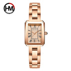 Japan 2035 movement rose gold stainless steel ladies watch rectangular Roman digital waterproof ladies watch HM-1301