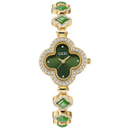 GEDI 52076 women watch New Lucky Four-Leaf Watch Special Interest Light Luxury Green Agate Bracelet Watch Quartz Women's Watch