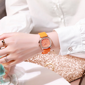Douyin Women's Watch Korean-Style fashion Casual Digital Square Diamond Silicone Quartz Women's Watch GJ078