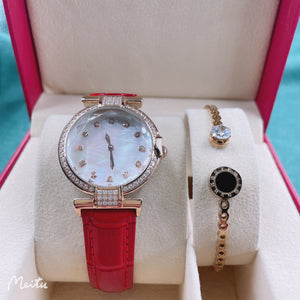 2021 Fashion New Style Diamond  Waterproof Women's Watch Casual Watch with Box Gifts for Women Quartz Watches leather