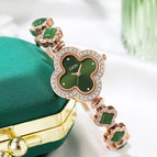 GEDI 52076 women watch New Lucky Four-Leaf Watch Special Interest Light Luxury Green Agate Bracelet Watch Quartz Women's Watch