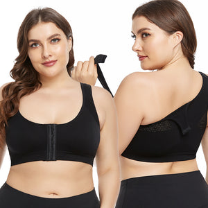 Large Size Bra Front Buckle Shoulder Strap Adjustable No Steel Ring Breathable Mesh Large Sports Bra Shockproof Yoga Sports Underwear Women 6231