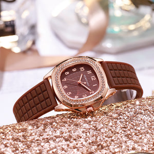 Douyin Women's Watch Korean-Style fashion Casual Digital Square Diamond Silicone Quartz Women's Watch GJ078