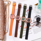 Douyin Women's Watch Korean-Style fashion Casual Digital Square Diamond Silicone Quartz Women's Watch GJ078