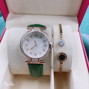 2021 Fashion New Style Diamond  Waterproof Women's Watch Casual Watch with Box Gifts for Women Quartz Watches leather