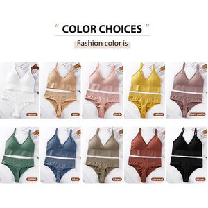 Underwear women's thin no steel ring sexy gathered bra triangle cup beauty vest comfortable panties bra set 1608