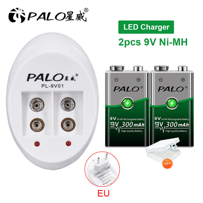 【 Intelligent Power Off 】 9V Rechargeable Battery Wireless Microphone KTV Instrument Charging Battery Set
