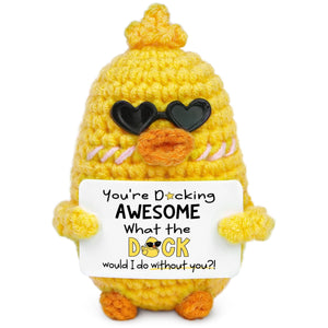 Factory direct yellow duck wool hand crocheted positive energy potato penguin doll funny cucumber panda tomato pendulum