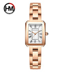 Japan 2035 movement rose gold stainless steel ladies watch rectangular Roman digital waterproof ladies watch HM-1301