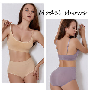 Women's plus size underwear no rims shoulder strap adjustment sexy gathering Panties and bra set 1606