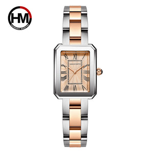 Japan 2035 movement rose gold stainless steel ladies watch rectangular Roman digital waterproof ladies watch HM-1301