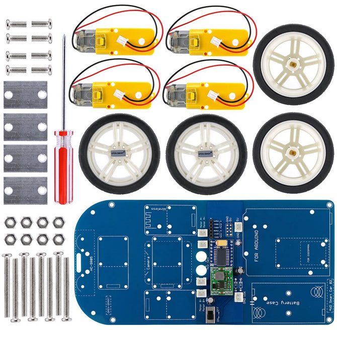OPEN-SMART 4WD Smart Robot Car Chassis Kit Bluetooth-compatible Rubber Wheel Gear Motor with Tutorial Compatible for Arduino