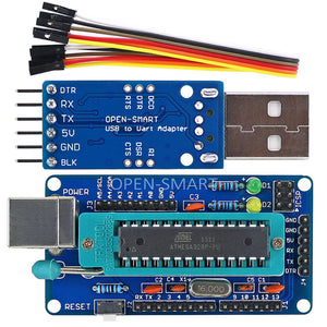OPEN-SMART DIY ATmega328P Development Board + CH340 Module + Cable USB to TTL Programmer Compatible for Arduino