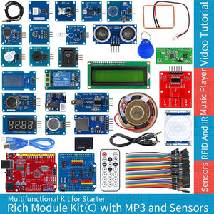 OPEN-SMART Rich Sensor Module Kit C with Atmega328P Board MP3 RTC NTC LCD IR Temperature Touch Module Compatible for Arduino