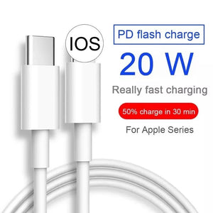 Original 20W PD USB Type C to Lighting Fast Charger Cable For Apple iPhone 12 11 Pro Max Mini X XR 8 7 Plus iPad Data Sync Line