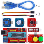 RED-DIY01 328P DIY Pro ATmega328P Development Board Kit with 4 Bit RGB LED / Analog Button / Sound Sensor Compatible for Arduino