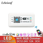 RGB WiFi Controller DC12V 24V 12A 3CH Dimmer Smart APP Timing Switch Music Mode Voice Control for LED Color Light Strip Bar Lamp