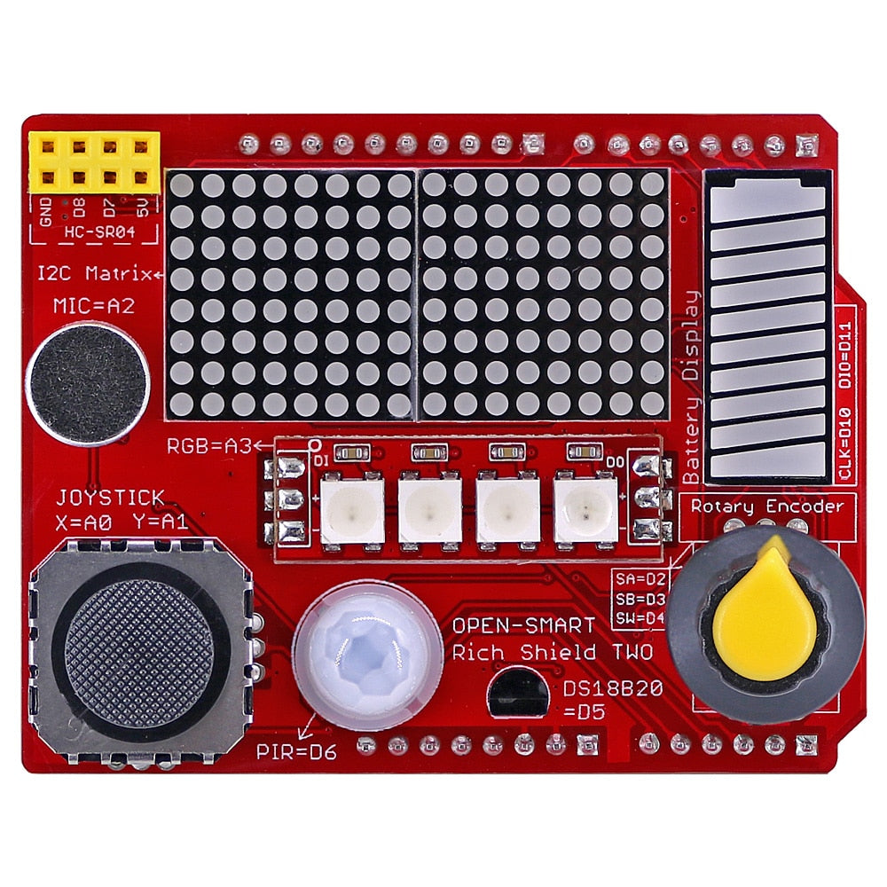 Rich Shield TWO with I2C LED Matrix / RGB LED / Joystick / Encoder / D ...