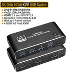 Taohome HDMI 2.1 KVM Switch 4K 120Hz HDMI USB 3.0 KVM Switch USB 8K 60Hz 1080@240Hz USB KVM Switcher HDMI with USB 3.0 port PC