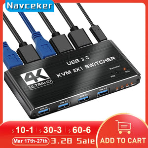 8K HDMI-compatible Splitter 4K Switch KVM switch USB 2 in1 Switcher For computer monitor Keyboard And Mouse EDID / HDCP Printer