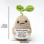 Positive Energy Pocket Hug Crochet Doll, Mini Handmade Knitted Plush Potato Turtle Vegetable Duck Funny Support Gift with Card