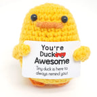 Mini Positive Potato Funny Avocado Duck Cute Knitted Crochet Doll with Card for Women Men Mom Dad Friend Birthday Cheer Up Gifts