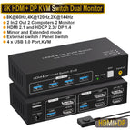 Taohome 2x2 HDMI DP KVM switch 4K 120Hz Dual Monitor Extended Display 8K USB KVM Switcher 2 in 2 out for 2 Computers 2 Monitors