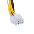 12V 4Pin Female To 8-Pin Male CPU Board Power Supply Converter Adapter Cable Yellow Black 20cm/7.87in
