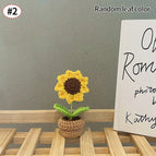 Crochet Flowers Sunflower Artificial Crochet Potted Desk Accessorie Office Accessorie Wedding Decor Teacher's Day Gift Girasol