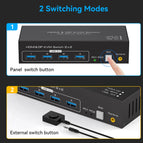Taohome 2x2 HDMI DP KVM switch 4K 120Hz Dual Monitor Extended Display 8K USB KVM Switcher 2 in 2 out for 2 Computers 2 Monitors