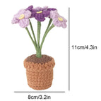 Handcrafted Mini Crochet Flower Bouquet Bonsai Knitted Daisy Tulip Rose Sunflower Artificial Plants Flowers Decor For Home Car