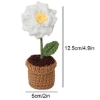 Handcrafted Mini Crochet Flower Bouquet Bonsai Knitted Daisy Tulip Rose Sunflower Artificial Plants Flowers Decor For Home Car