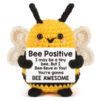 1 Piece of Mini Cute Crochet Positive Bee, Creative Plush Holiday Gift Desktop Decoration Ornament, Motivational and Encouraging Positive Duck and Penguin with Positive Energy Card, Christmas Stocking Filler Gift