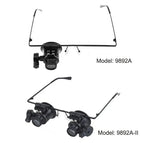 Professional 20x Magnifying Eye Magnifier Single/Dual Glasses Loupe Lens Jeweler Watch Repair Tool with LED Light 9892A 9892A-II