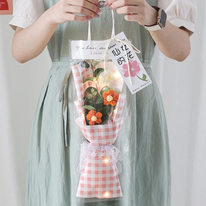 Crochet Flowers Bouquet Graduation Bouquet Knitted Flowers Artificial Flower Wedding Gift for Guests Christmas Gifts