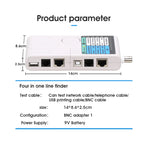 Professional Multi Function Network Cable Tester, RJ45, RJ11, USB, BNC, LAN Cable, Cat5, Cat6, Wire Tester, DIY, 4 in 1
