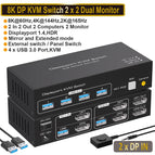 Taohome 2x2 HDMI DP KVM switch 4K 120Hz Dual Monitor Extended Display 8K USB KVM Switcher 2 in 2 out for 2 Computers 2 Monitors