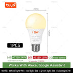 Smart Life Tuya WiFi E27 Bulb  LED Lights App Dimmable Voice Control Works With Alexa Google Assistant 220V 2700-6500K