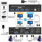 Taohome 2x2 HDMI DP KVM switch 4K 120Hz Dual Monitor Extended Display 8K USB KVM Switcher 2 in 2 out for 2 Computers 2 Monitors
